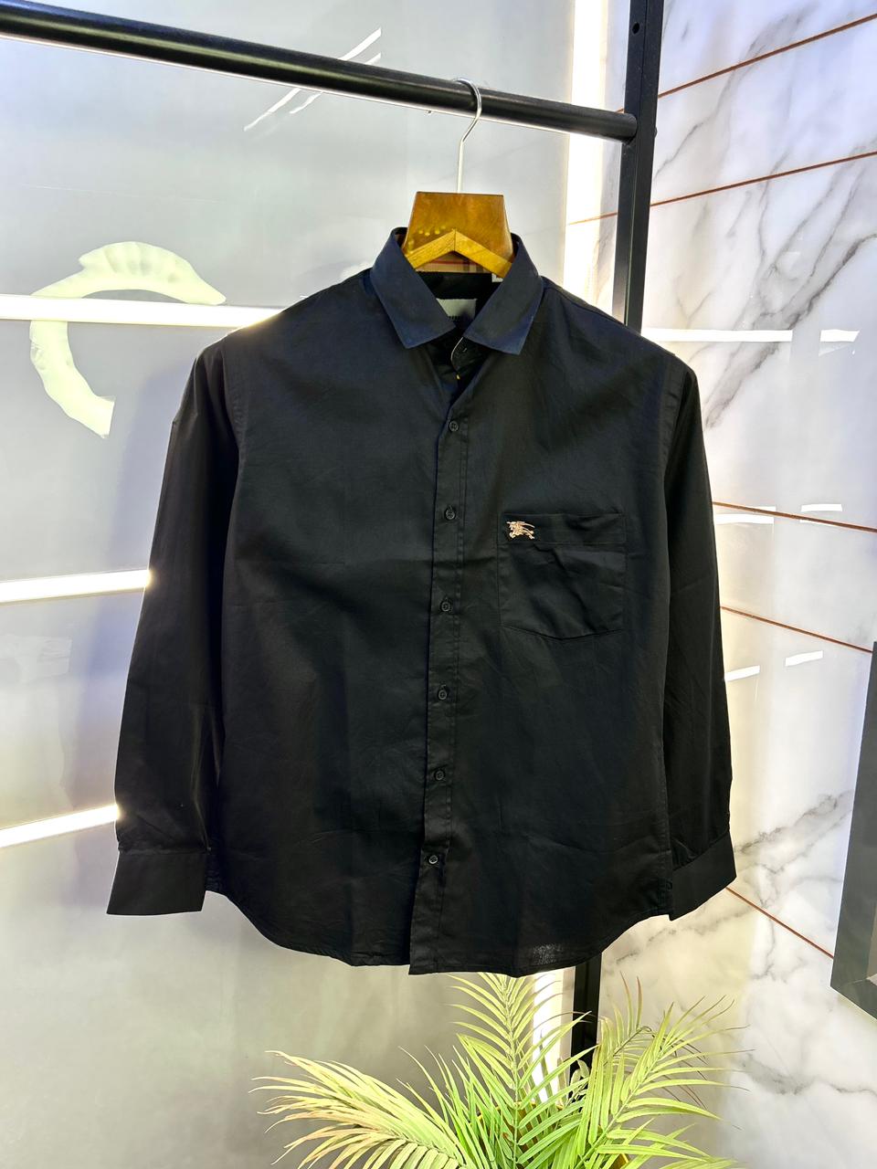 Burberr y Black Premium Shirt With Brand Box Packing and Carry Bag F1946-BL