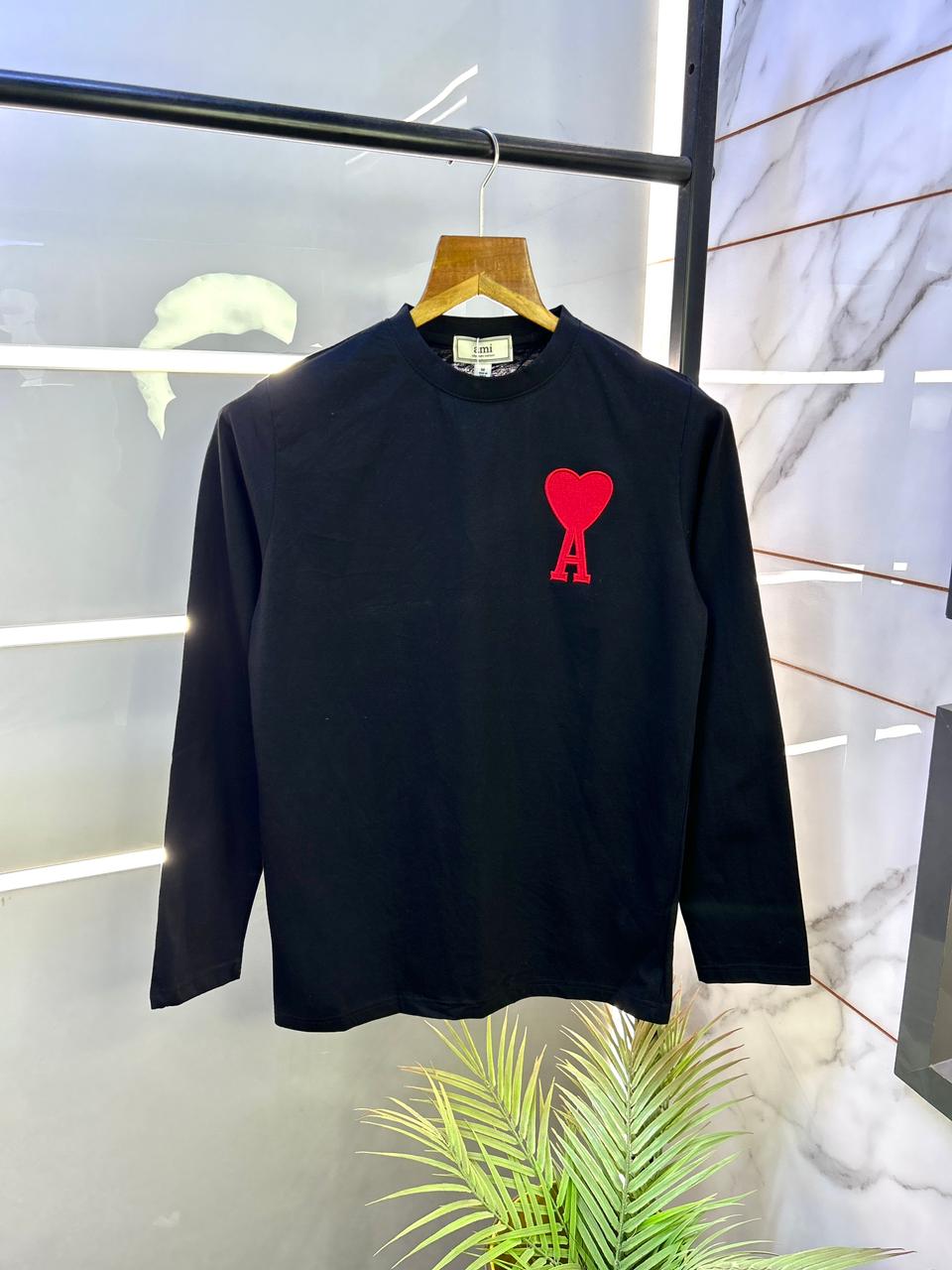 Ami Black Full Sleeves Premium Polo T-shirt F3151-BL