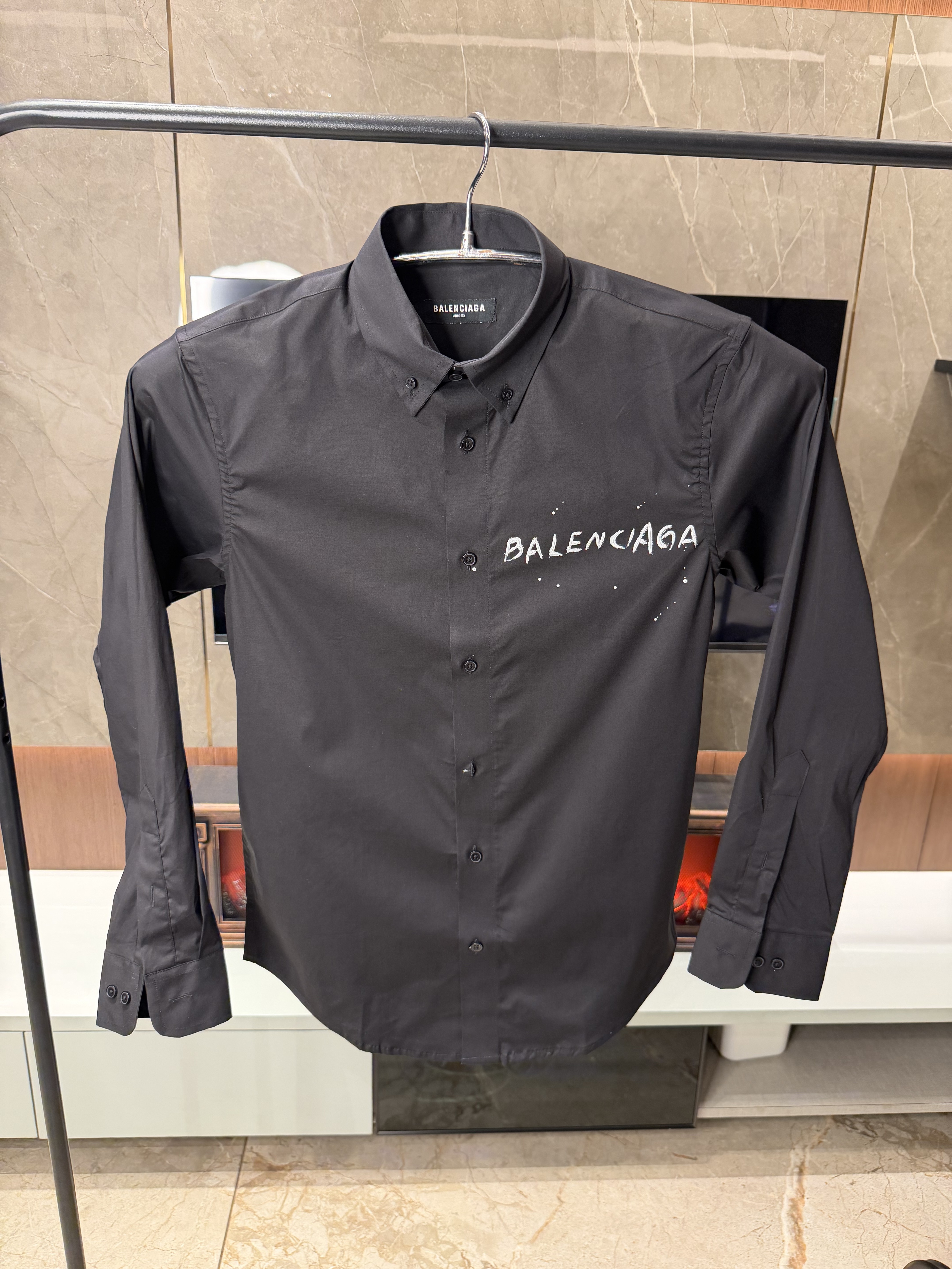 Balenciaga Black Back printed oxford cotton shirt