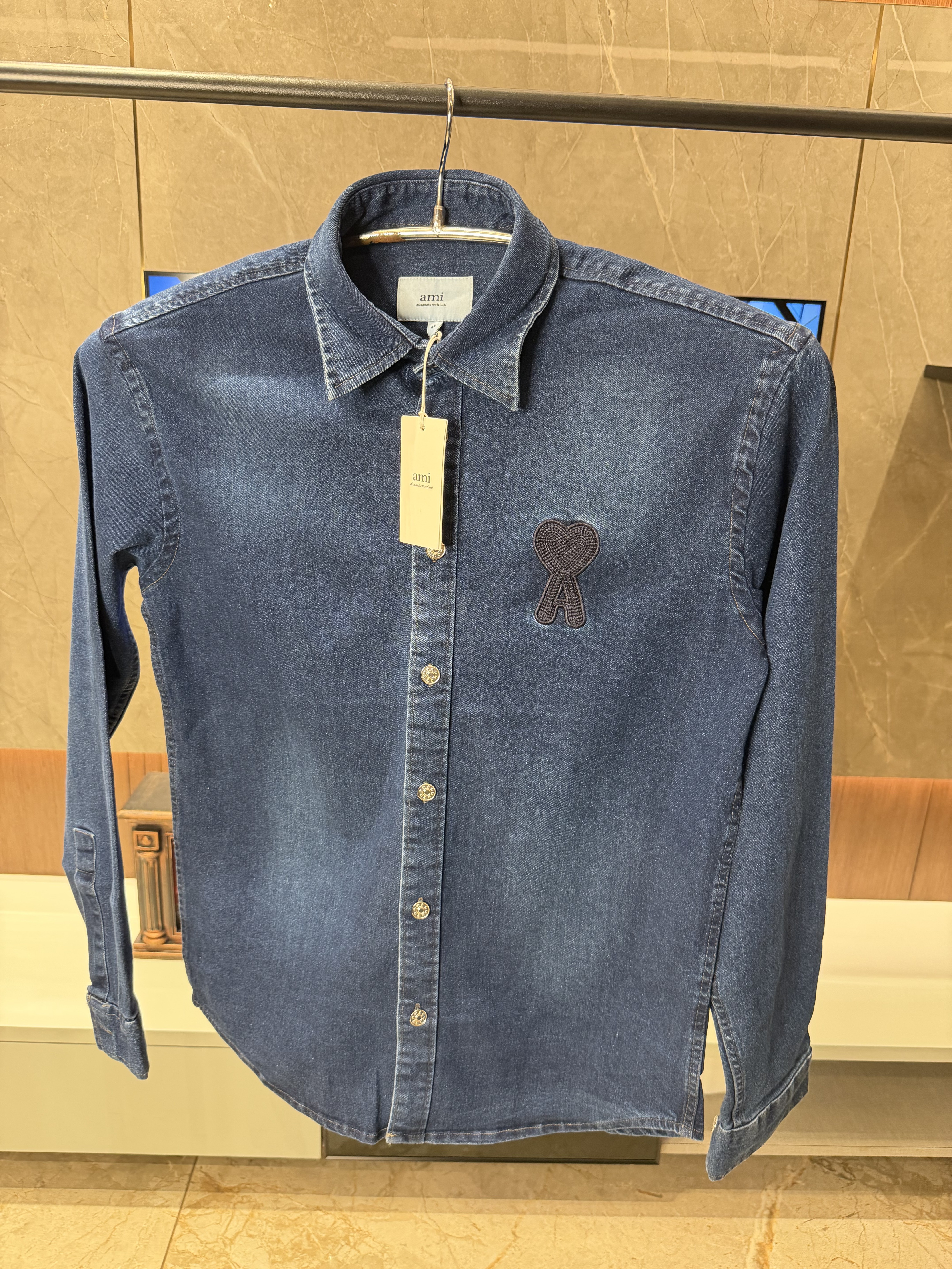 Ami Paris Blue Denim Shirt Imported