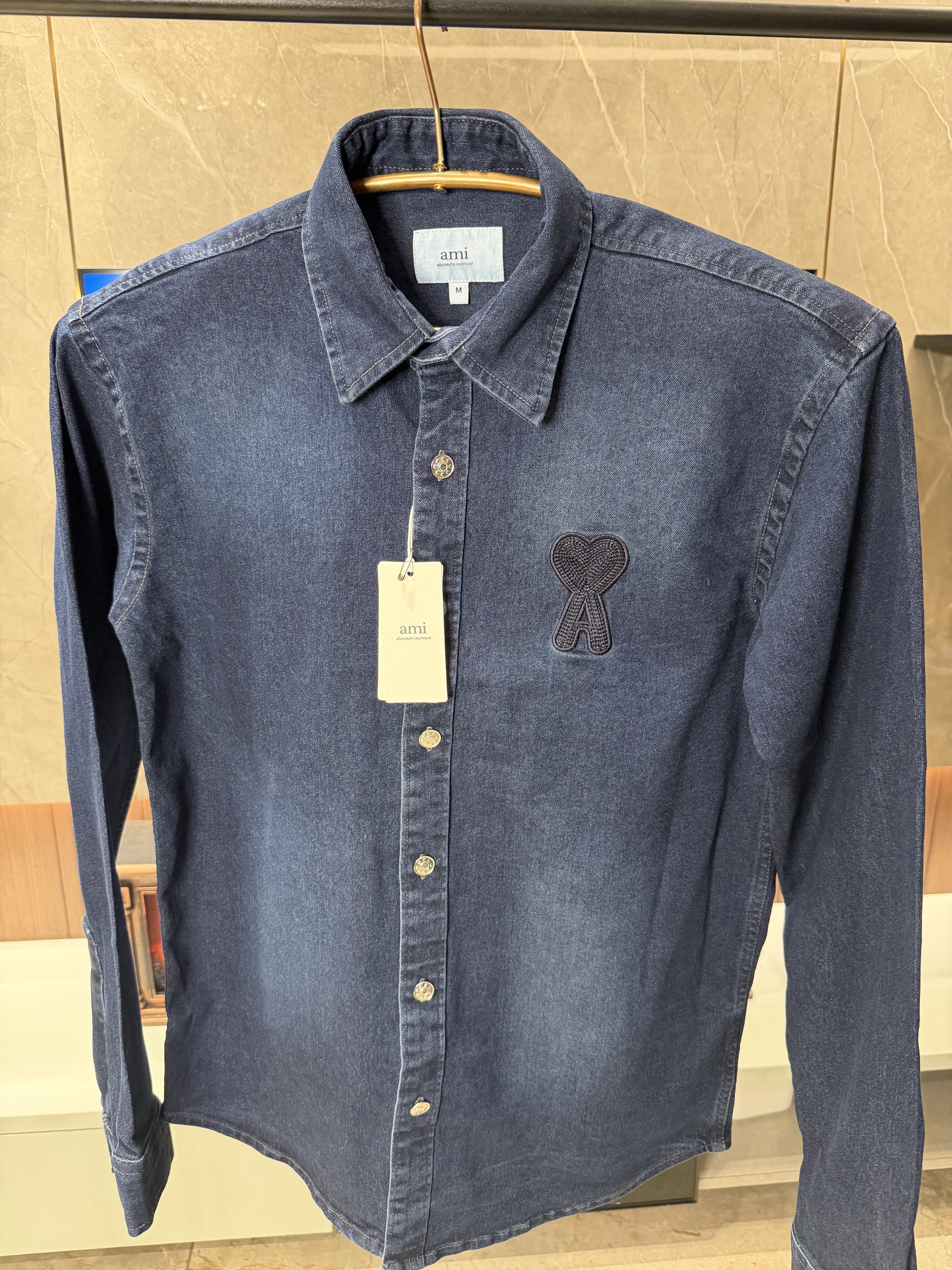 Ami Paris Dark blue Denim Shirt Imported