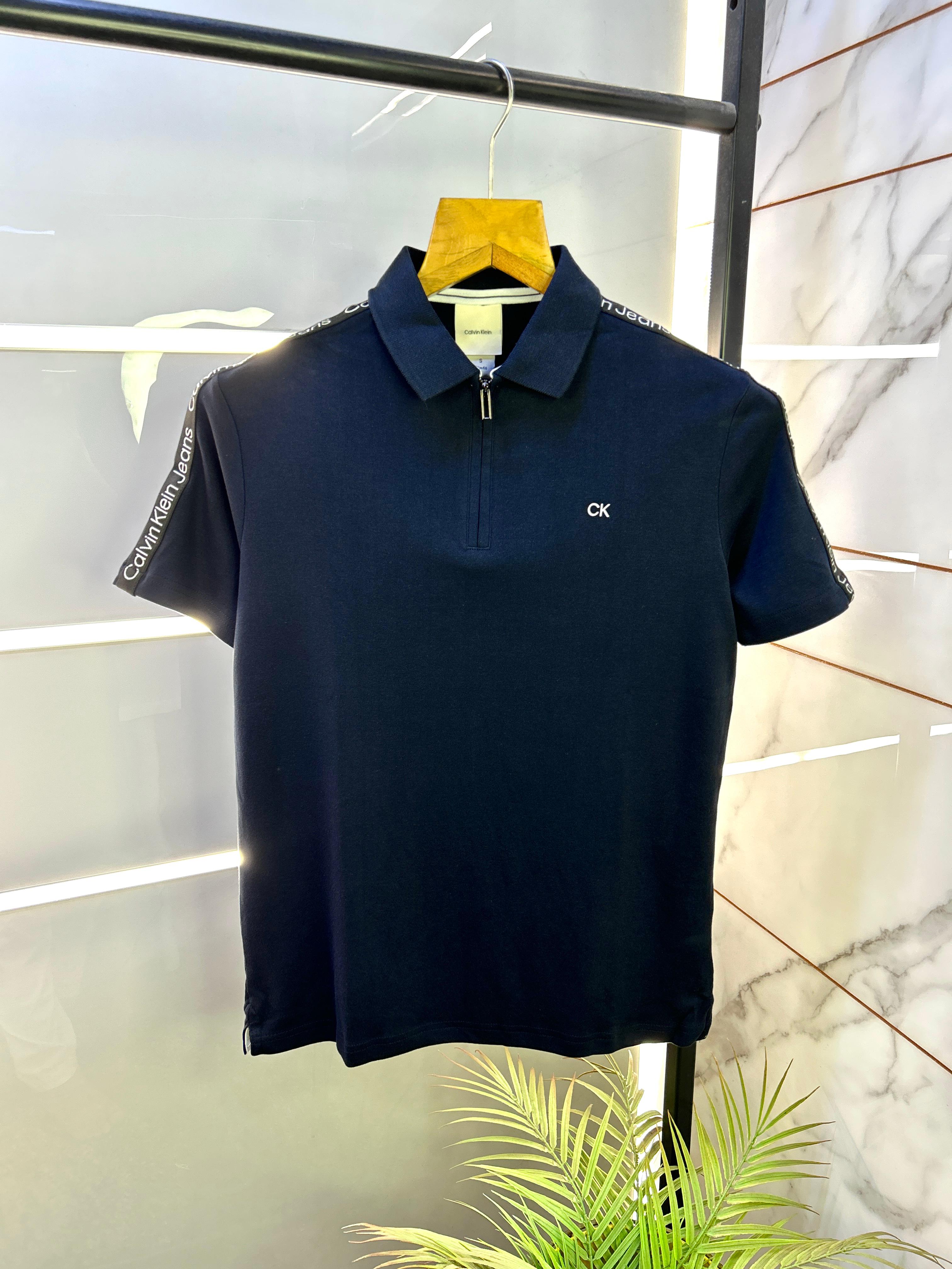 Calvin_Klein Navy Premium Collar Neck Polo T-shirt F2874-NY