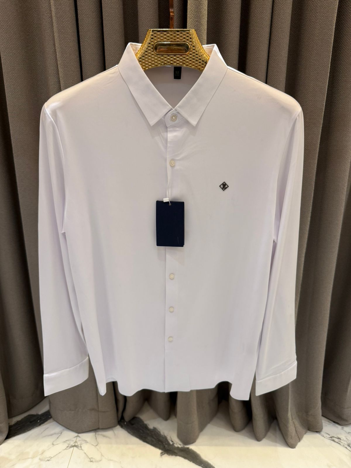 Louis_Vuitton Chest Logo Japanese Lycra Full Sleeves Shirt White 