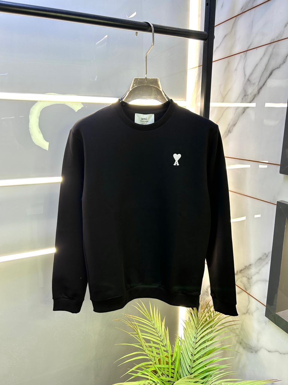 Ami Logo Imported Black Super Premium Sweatshirts F3232-B2