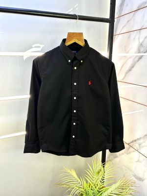 Ralph_Lauren Polo Black Oxford Lycra Premium Shirt F2928-BL