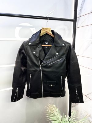 Zar a Imported Super Premium Black Leather Zipper Jacket F1915