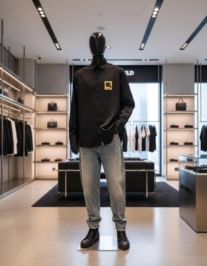 Karl Black Premium Shirt Cotton Fabric with custom Branded Button Tagging And Brand Packing 3338