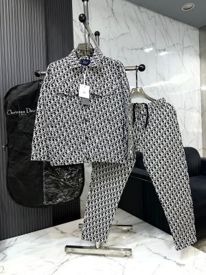 Christian Dio r White Monogram Design with Jacquard Fabric Premium Tracksuit 3351