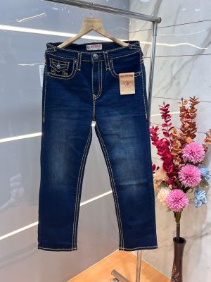 True Religio n Dark Shade Premium Imported Stretchable Lycra Fabric Boot Cut Denim with Back Flap pocket Design 3348