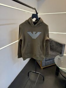 Emporio arman i imported heavy fleece hooded sweatshirt olive