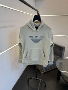 Emporio arman i imported heavy fleece hooded sweatshirt light grey