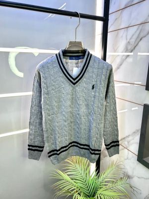 Ralph_Lauren Grey Imported knitted Super Premium Pullovers F3190-GY