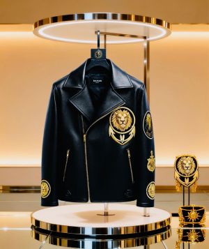 BALMAIN.PARIS.100%IMPORTED.LEATHER.FABRIC.CROSS.ZIP.BIKER.JACKET.CS267