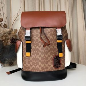 Coac_h Rivington Backpack In Signature Canvas With Dust Bag Premium Quality As Alway (Apricot-Brown)