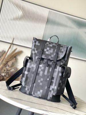 Louis_Vuitton_Christopher_MM_Backpack_Damoflage_Black_Canvas_Premium_Leather_Unisex_41379