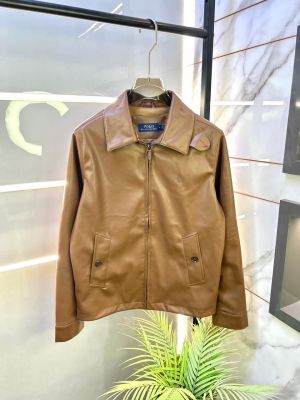 Ralph_Lauren Imported Super Premium Brown Leather Zipper Jacket F3227-BR