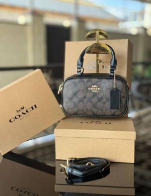 Coac_h Taupe Logo Mini Satchel with box 616