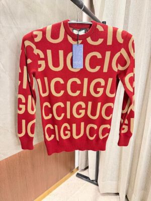 Gucc i Light Red Knitted Pullover Full Sleeves Knitted Lycra 