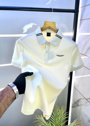 Aston Martin Hacket t Off-white Polo Premium Collar Neck T-shirt F2873-OF