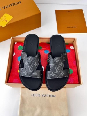 LOUISS VUITTON LV OASIS MULES MONOGRAM BLACK SANDAL LB