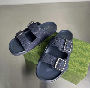 GUCCCI SANDAL GG SUEDE BLUE PREMIUM LB