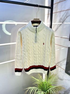 Ralph_Lauren White Imported knitted Super Premium High Neck Pullovers F3264-WH