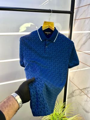 Michael_Kors Blue Polo Premium Collar Neck T-shirt F2991-BU