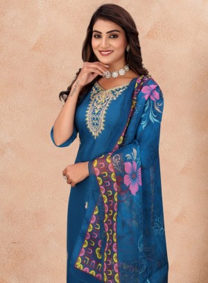 FULLY STICHED KURTA PENT DUPATTA SET INDIGO
