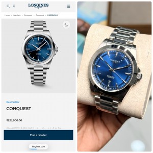 longinees conquest automatic stainless steel galaxy blue dial