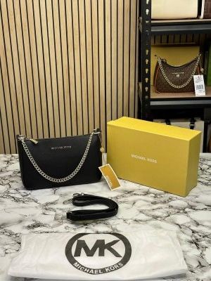 MICHAEL_KORS WOMEN PVC LEATHER CROSSBODY BAG WITH OG BOX PREMIUM QUALITY (BLACK)