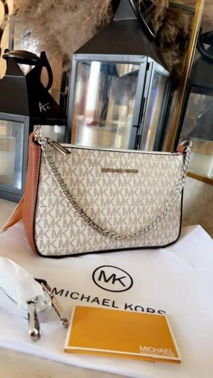 MICHAEL_KORS WOMEN PVC LEATHER CROSSBODY BAG WITH OG BOX PREMIUM QUALITY (BEIGE)