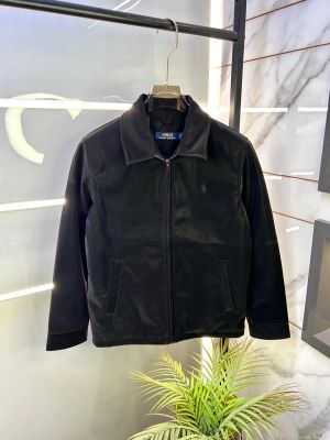 Ralph_Lauren Imported Super Premium Black Leather Zipper Jacket F3254-BL