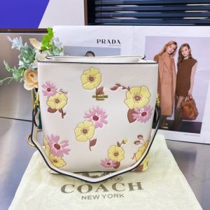 Coach_floral bucket with box premium quality with box 
