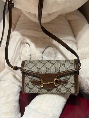 Gucci_Horsebit_1955_Mini_Bag_Brown_GG_Supreme_Canvas_With_OG_Box_&_Carry_Bag_Apricot_625615_Brown