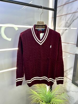 Ralph_Lauren Maroon Imported knitted Super Premium Pullovers F3190-MA