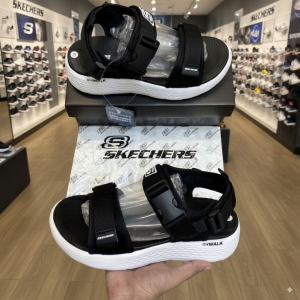 Skechers-Go-Walk-Black-White-Premium-Sandal