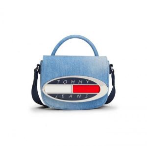 Tommy Jeans origin crossbody bag in light blue denim with box and carry bag 694
