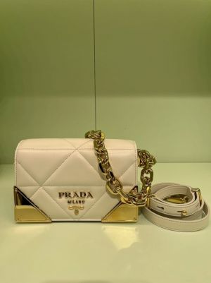 Prad_a Quilted Nappa Shoulder Bag With Box And Dust Bag (Apricot)