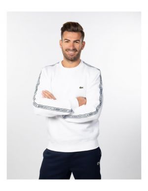 Lacost e White Premium Imported Interlock Cotton 380 GSM Shoulder Strip and Embroidered Logo Sweatshirt 3392