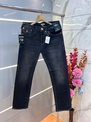 True Religio n Black Shade Premium Imported Stretchable Lycra Fabric Straight fit Denim with Back Flap pocket Design 3394