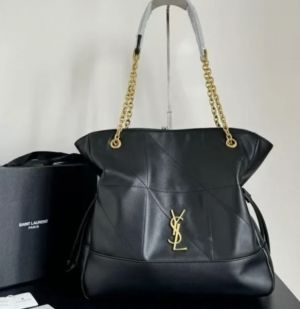 YSL SAINT LAURENT BLACK PREMIUM WITH EXTRA POUCH QUILTED LEATHER TOTE BAG WITH DUST BAG