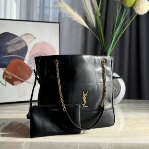 YSL SAINT LAURENT BLACK PREMIUM WITH EXTRA POUCH QUILTED LEATHER TOTE BAG WITH DUST BAG