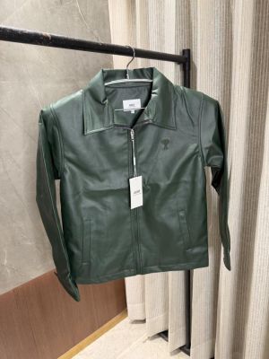 Ami paris Green Leather Jacket Very Premium Quality