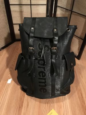 Louis_Vuitton signature X Supreme christopher premium quality backpack (Black)