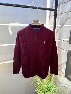 Ralph_Lauren Maroon Imported knitted Super Premium Pullovers F3278-MA