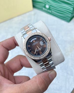 Role_x Oyster Perpetual Day Date Diamond Brown