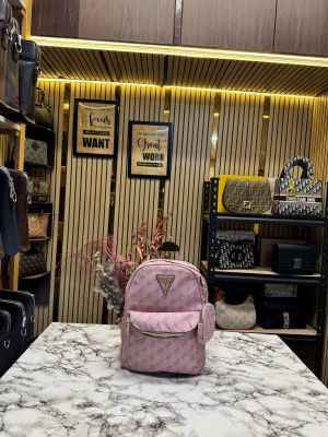 GUESS WOMENS BRAND LOGO BAGPACK WITH DUST BAG AND POUCH (PURPLE)