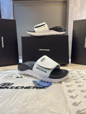 Skechers_Go_Recover_Adjust_Premium_All_WHITE_Black_Slides