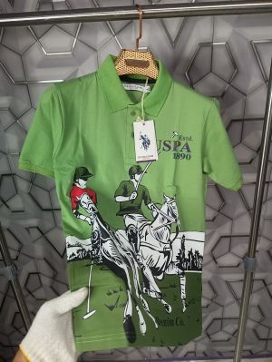 U.S.Polo Assn Green Imported Printed Polo T-shirt (1539)