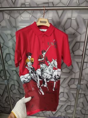 U.S.Polo Assn Red Imported Printed Polo T-shirt (1538)